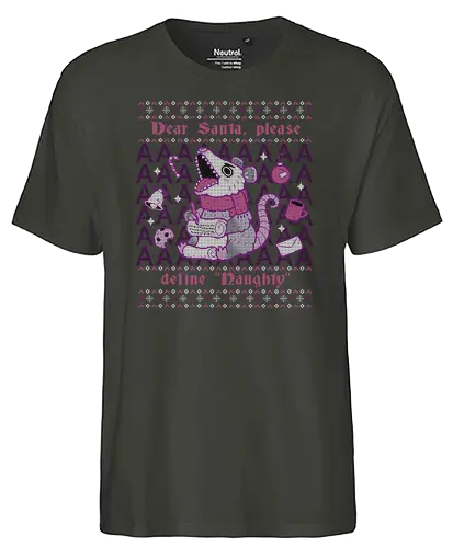 Please Santa Define Naughty - Santa, opossum, naughty, weihnachten, christmas, Ugly sweater - Fairtrade T-Shirt