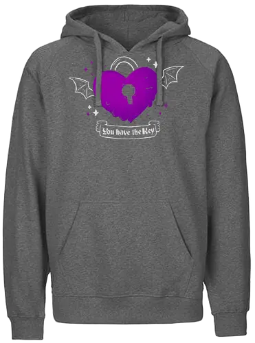 Bat Wings Heart - key, lock, love, heart, valentines - Fairtrade Hoodie