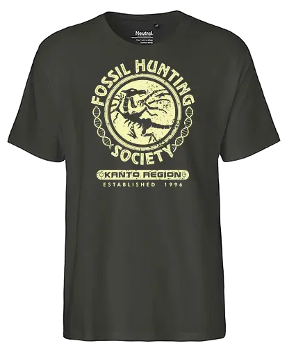 Fossil Hunting Society - anime, manga, retrogames, rot, blau, gelb, zinnoberinsel, pyro, gaming, pocket, monster, retro, classic, fossil - Fairtrade T-Shirt