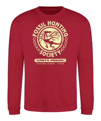 Fossil Hunting Society - anime, manga, retrogames, rot, blau, gelb, zinnoberinsel, pyro, gaming, pocket, monster, retro, classic, fossil - Sweatshirt