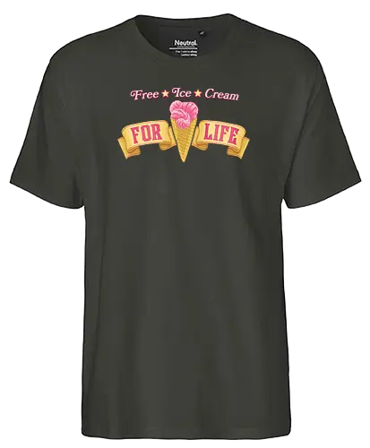 free ice cream for life - stranger kids, stranger, things, erica, scoops ahoy, scoop troop, icecream - Fairtrade T-Shirt