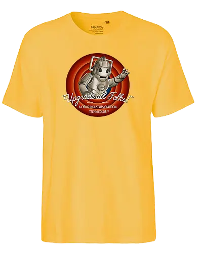 Upgrade all Folks - dotor who, dr, cyberman, cartoon, bbc - Fairtrade T-Shirt