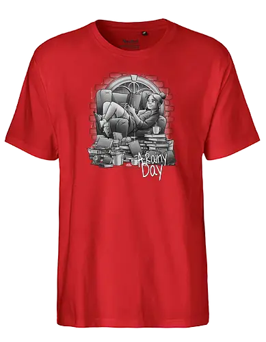 A rainy day - lesen, bücher, regen, chillig - Fairtrade T-Shirt