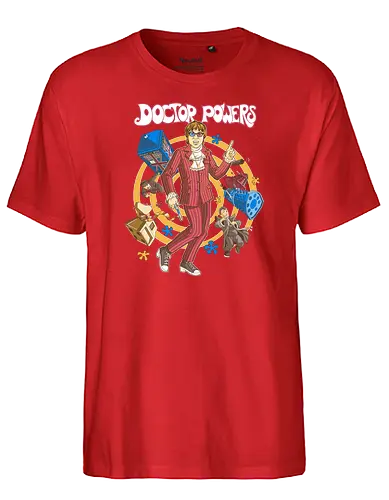 Doctor Powers - drwho, bbc, austin powers, dalek, tardis, Doctor - Fairtrade T-Shirt