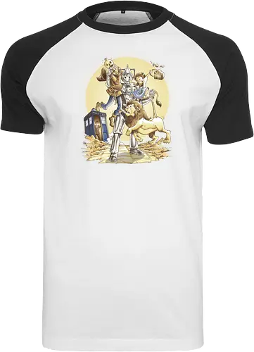 Planet of Oz - drwho, bbc, tardis, david tennant, cybermen, wizard of oz, zauberer von oz, dorothy, vogelscheuche, blechmann, löwe, Doctor - Raglan T-Shirt