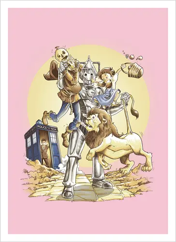 Planet of Oz - drwho, bbc, tardis, david tennant, cybermen, wizard of oz, zauberer von oz, dorothy, vogelscheuche, blechmann, löwe, Doctor - Kunstdruck