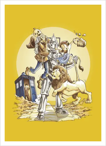Planet of Oz - drwho, bbc, tardis, david tennant, cybermen, wizard of oz, zauberer von oz, dorothy, vogelscheuche, blechmann, löwe, Doctor - Kunstdruck
