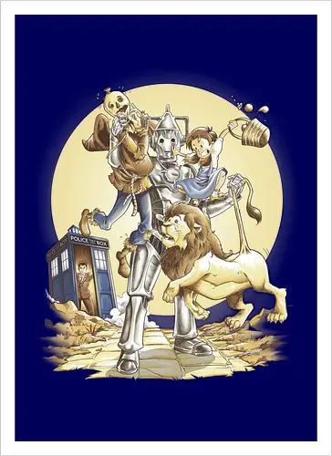 Planet of Oz - drwho, bbc, tardis, david tennant, cybermen, wizard of oz, zauberer von oz, dorothy, vogelscheuche, blechmann, löwe, Doctor - Kunstdruck