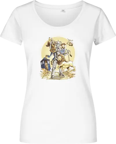Planet of Oz - drwho, bbc, tardis, david tennant, cybermen, wizard of oz, zauberer von oz, dorothy, vogelscheuche, blechmann, löwe, Doctor - Damen T-Shirt