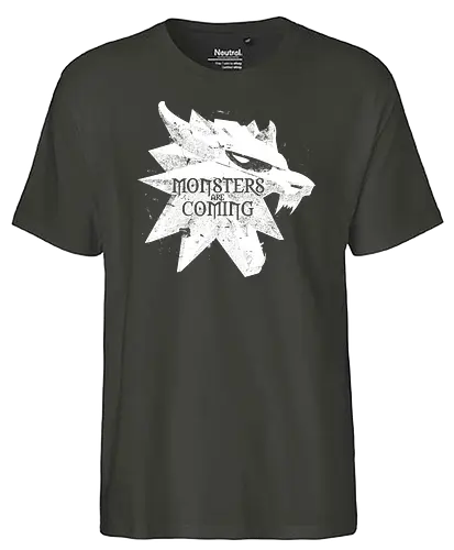 Monsters are coming - the witcher, white wolf, merch, lied, eis, feuer, drachen, game, throConsole - Fairtrade T-Shirt