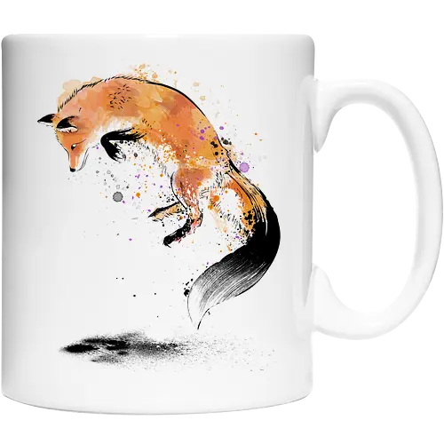 Red Fox Jumping Into Snow