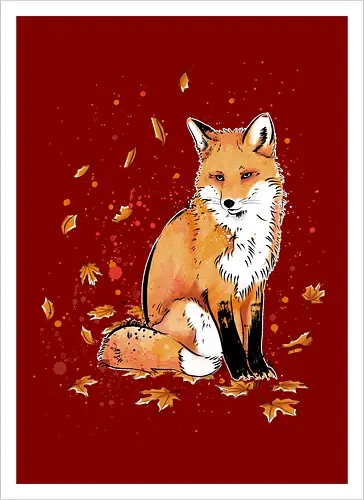 Fox in the Night - fox, fuchs, art, kunst, cute, niedlich - Kunstdruck