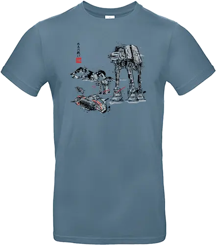 Battle in the Snow - space opera, sci fi, science fiction, spaceship, battle, war, wars, snow, ice, ice planet - Standard T-Shirt