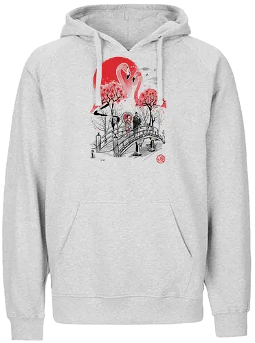 Flamingo Garden - art, kunst, flamingo, japan, nippon, hanami - Fairtrade Hoodie