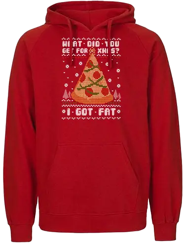 Fatty Christmas - weihnachten, pizza, Fat, holiday weight, Ugly christmas swter, Ugly swter - Fairtrade Hoodie