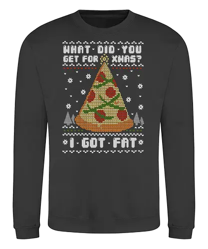 Fatty Christmas - weihnachten, pizza, Fat, holiday weight, Ugly christmas swter, Ugly swter - Sweatshirt