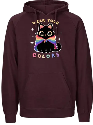 Wear your colors - cat, katze, regenbogen, Lgbtq, pride, rainbow - Fairtrade Hoodie