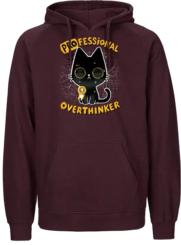 Professional Overthinker - katze, cat, Denken, overthinking, Number 1 - Fairtrade Hoodie