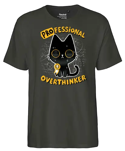 Professional Overthinker - katze, cat, Denken, overthinking, Number 1 - Fairtrade T-Shirt