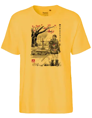 A Hero of Time to the Sumi-e - past, sword, sumi-e, japan, videogame, gaming, retrogames, rpg, Hero of Time - Fairtrade T-Shirt