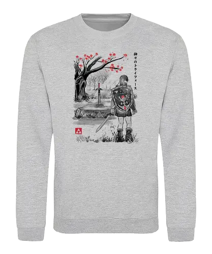 A Hero of Time to the Sumi-e - past, sword, sumi-e, japan, videogame, gaming, retrogames, rpg, Hero of Time - Sweatshirt