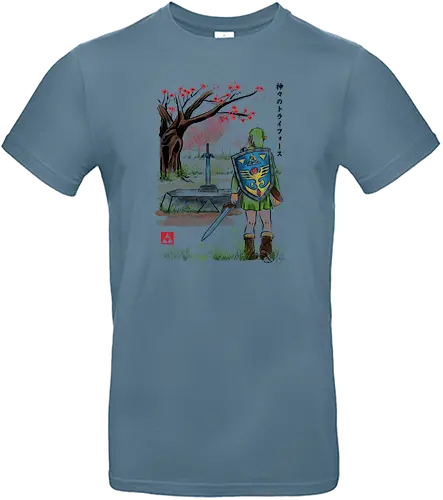 A Hero of Time to the Watercolor - past, sword, sumi-e, japan, videogame, gaming, retrogames, rpg, Hero of Time - Standard T-Shirt