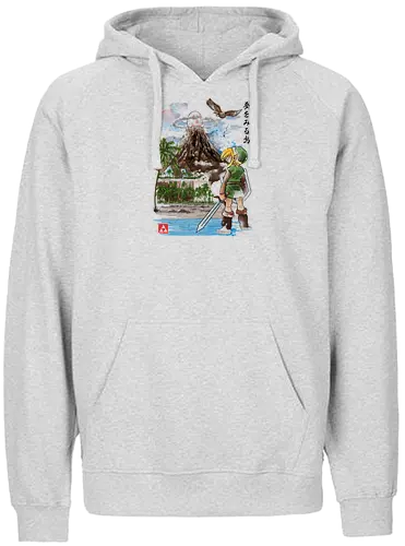 Hero's Awakening Watercolor - awakening, gaming, retrogames, videogames, dragon, drachen, island, insel, Hero of Time - Fairtrade Hoodie