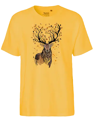 Autumn Feeling - deer, stag, hirsch, autumn, herbst, wald, forest, laub, lves - Fairtrade T-Shirt