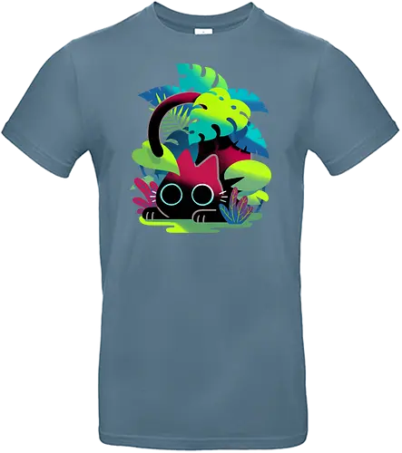 Hide and seek - cat, katze, cute, plants, monstera - Standard T-Shirt
