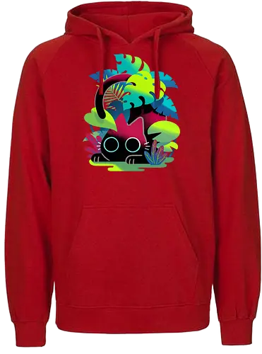 Hide and seek - cat, katze, cute, plants, monstera - Fairtrade Hoodie