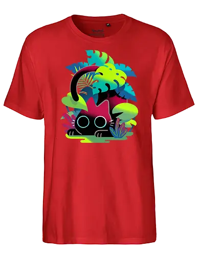 Hide and seek - cat, katze, cute, plants, monstera - Fairtrade T-Shirt