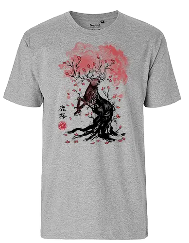 Deer Tree - japan, deer, hirsch, nippon, kunst, art, animal, tier - Fairtrade T-Shirt