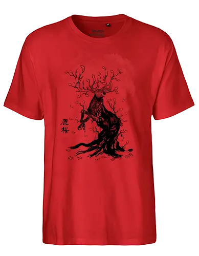 Deer Tree - japan, deer, hirsch, nippon, kunst, art, animal, tier - Fairtrade T-Shirt
