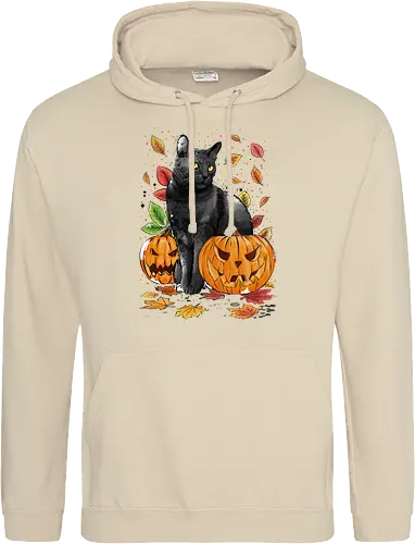 Cat Leaves and Pumpkins