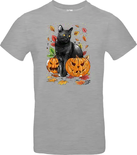 Cat Leaves and Pumpkins