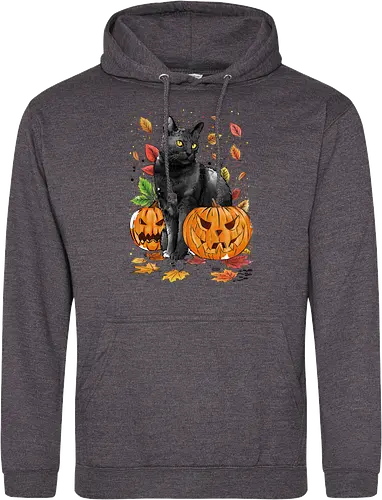 Cat Leaves and Pumpkins