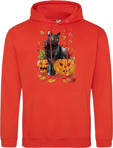 Cat Leaves and Pumpkins