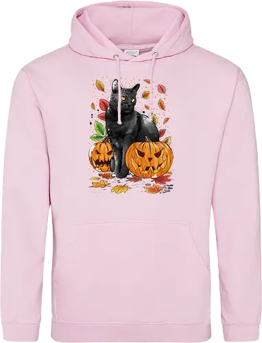Cat Leaves and Pumpkins