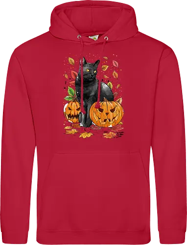 Cat Leaves and Pumpkins