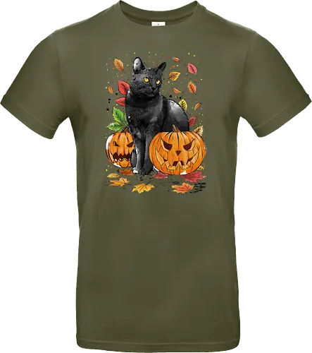 Cat Leaves and Pumpkins