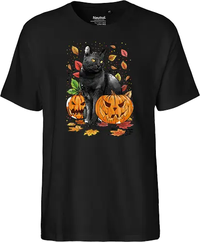 Cat Leaves and Pumpkins