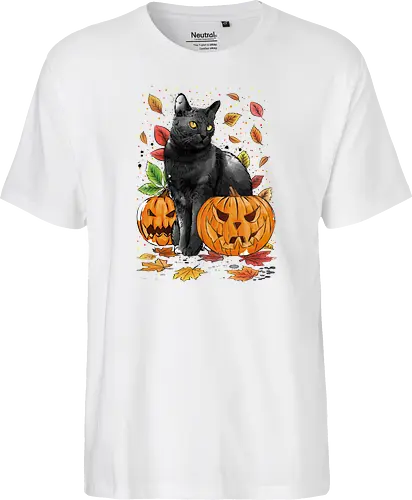 Cat Leaves and Pumpkins