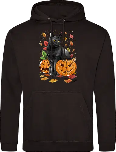 Cat Leaves and Pumpkins