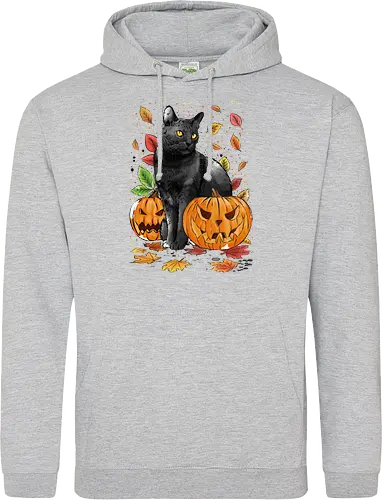 Cat Leaves and Pumpkins
