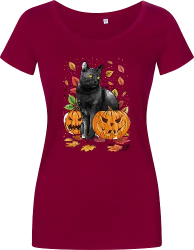 Cat Leaves and Pumpkins