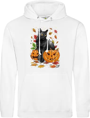 Cat Leaves and Pumpkins