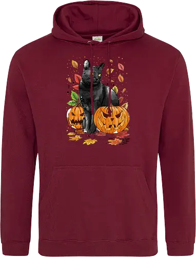 Cat Leaves and Pumpkins