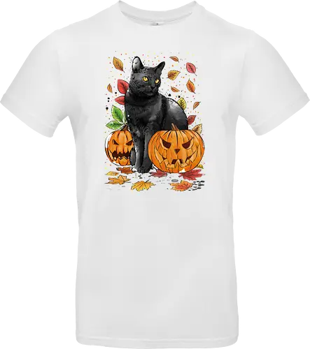 Cat Leaves and Pumpkins