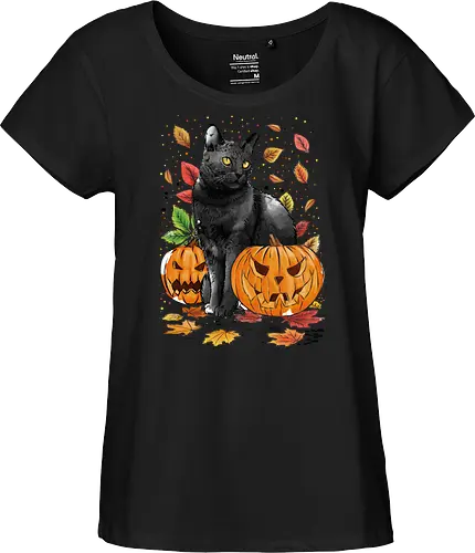 Cat Leaves and Pumpkins