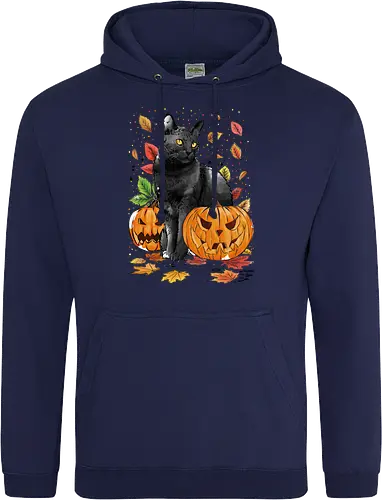 Cat Leaves and Pumpkins